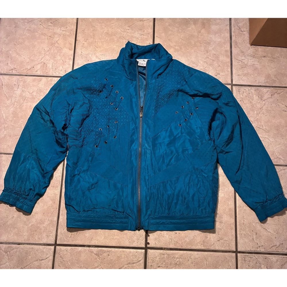 Great Cavalier St Paul Gorgeous Teal Blue Jacket Women's Size XL 100% Silk